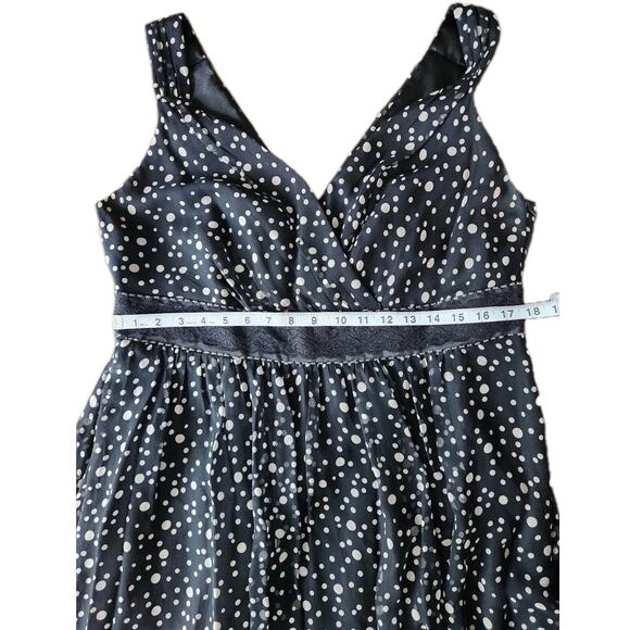 Signature By Robbie Bee Vtg Y2k Silk Beaded Lace Polka Dots Midi Dress Size 14W - Picture 7 of 8